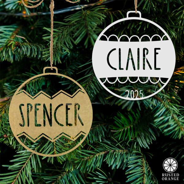 Rusted Orange Craftworks Co. Holiday Ornaments Traditional Name Ornament for Christmas Tree - Single