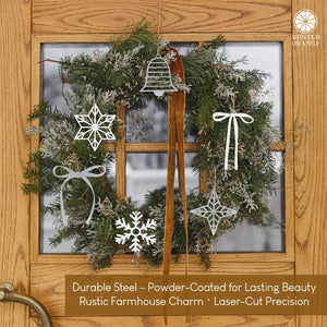 Rusted Orange Craftworks Co. Holiday Ornaments Trim Your Tree Collection – 12-Pack Metal Christmas Ornaments | Choose from 6 Festive Styles or a Variety Pack | Rustic Farmhouse Holiday Tree Decorations