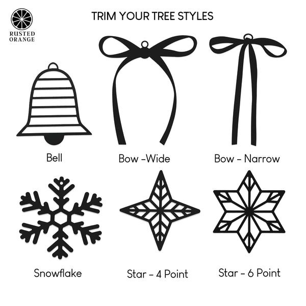 Rusted Orange Craftworks Co. Holiday Ornaments Trim Your Tree Collection – 12-Pack Metal Christmas Ornaments | Choose from 6 Festive Styles or a Variety Pack | Rustic Farmhouse Holiday Tree Decorations