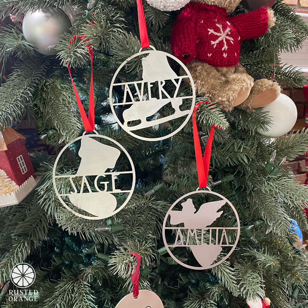 Rusted Orange Craftworks Co. Holiday Ornaments Waiting for Santa Ornament - Single - Personalized Name Christmas Ornaments