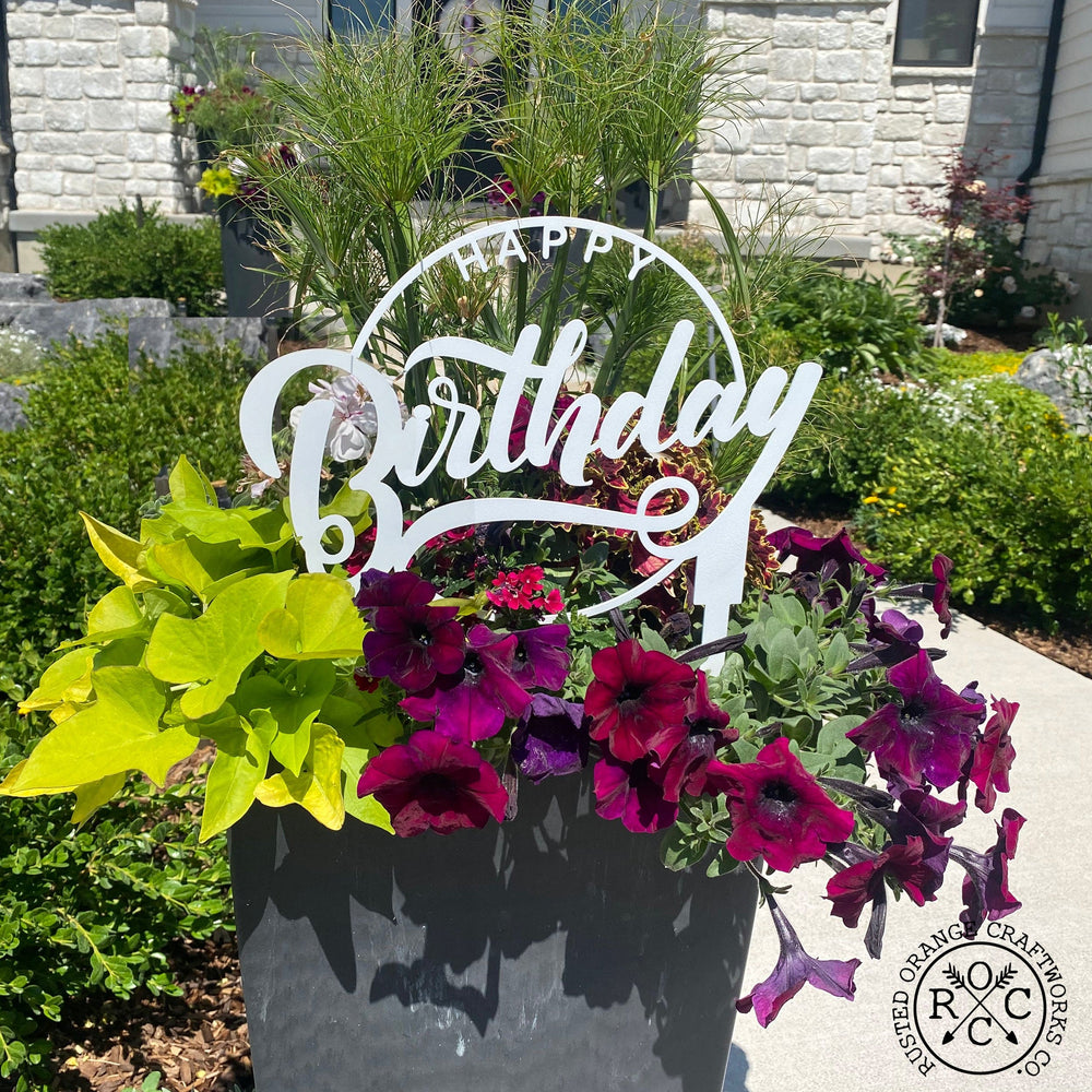 Happy birthday stake in flower pot