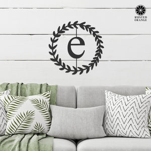 Rusted Orange Craftworks Co. Home Decor Decals Special Offer Olive Wreath Single Letter Monogram - 3 Sizes - Custom Metal Sign Monogram