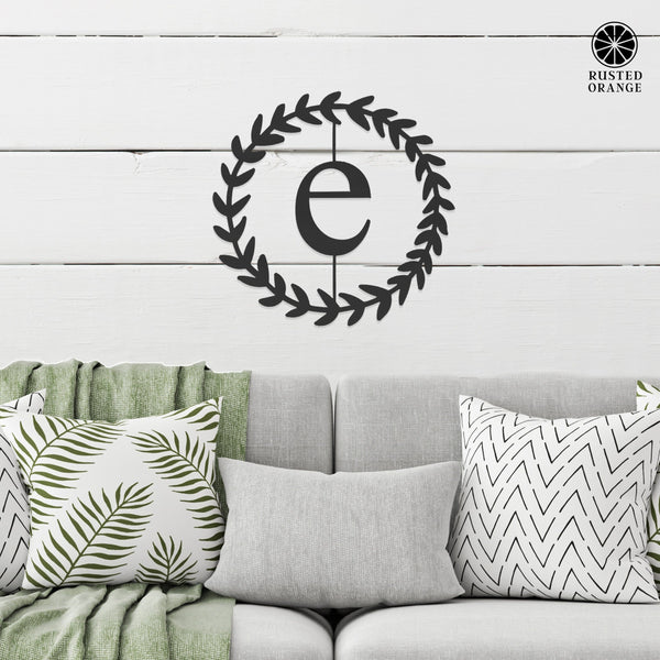 Rusted Orange Craftworks Co. Home Decor Decals Special Offer Olive Wreath Single Letter Monogram - 3 Sizes - Custom Metal Sign Monogram