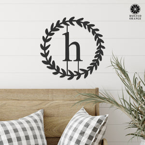Rusted Orange Craftworks Co. Home Decor Decals Special Offer Olive Wreath Single Letter Monogram - 3 Sizes - Custom Metal Sign Monogram