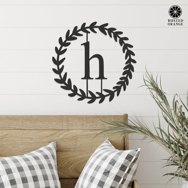 Rusted Orange Craftworks Co. Home Decor Decals Special Offer Olive Wreath Single Letter Monogram - 3 Sizes - Custom Metal Sign Monogram