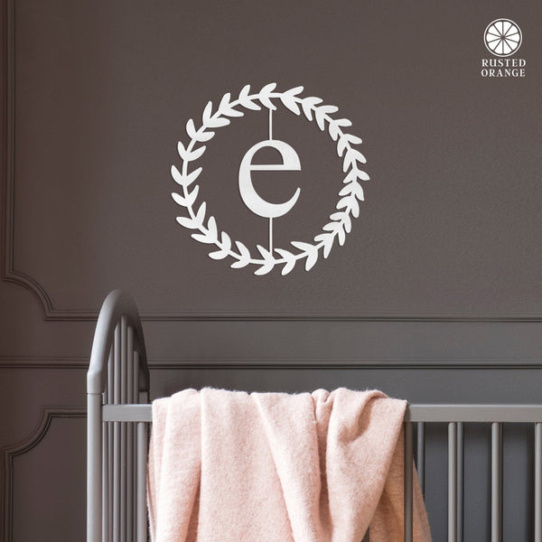 Rusted Orange Craftworks Co. Home Decor Decals Special Offer Olive Wreath Single Letter Monogram - 3 Sizes - Custom Metal Sign Monogram