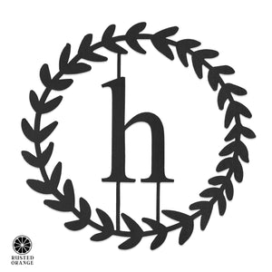 Rusted Orange Craftworks Co. Home Decor Decals Special Offer Olive Wreath Single Letter Monogram - 3 Sizes - Custom Metal Sign Monogram