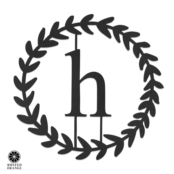 Rusted Orange Craftworks Co. Home Decor Decals Special Offer Olive Wreath Single Letter Monogram - 3 Sizes - Custom Metal Sign Monogram