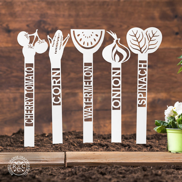 Rusted Orange Craftworks Co. Home & Garden Green Garden Plant Stakes - Single - Plant Labels Garden Markers