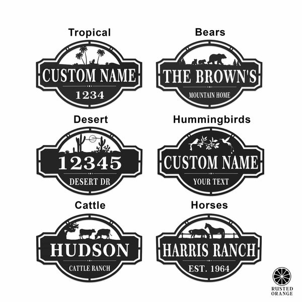 Rusted Orange Craftworks Co. Home on the Range Oversized Address Plaque - House Number Sign