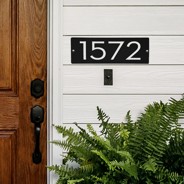 Rusted Orange Craftworks Co. House Numbers & Letters Cider House Rectangular Address Plaque - Metal Horizontal House Numbers