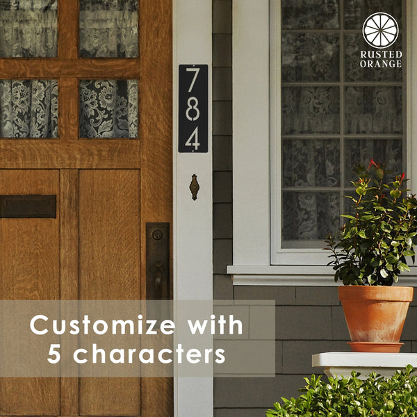 Rusted Orange Craftworks Co. House Numbers & Letters Cider House Rectangular Address Plaque - Metal Vertical House Numbers For Outside Home
