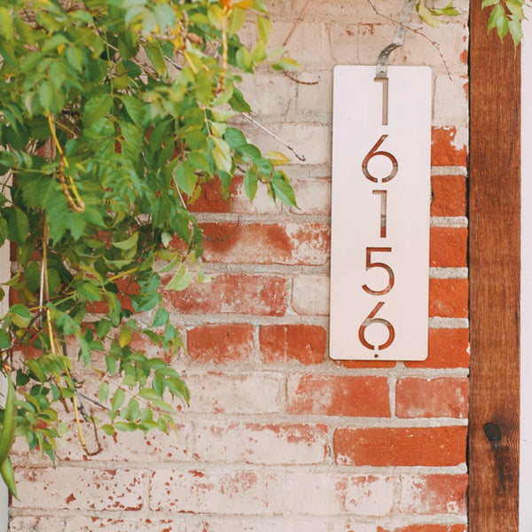 Rusted Orange Craftworks Co. House Numbers & Letters [COL] Cider House Rectangular Address Plaque - Metal Vertical House Numbers For Outside Home