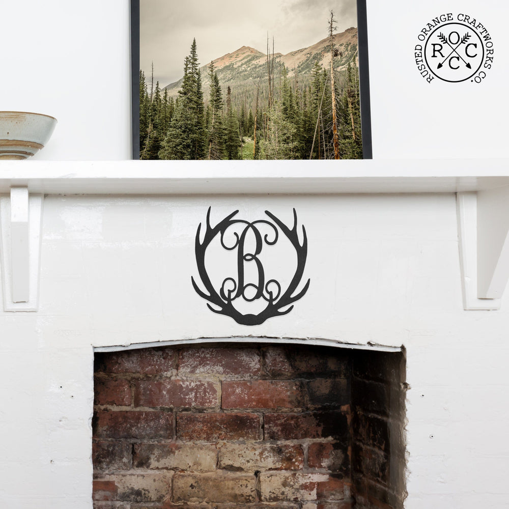 Rusted Orange Craftworks Co. Hunting Antler Single Letter Monogram - Personalized Deer Antler Wall Decor