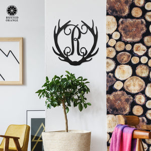 Rusted Orange Craftworks Co. Hunting Antler Single Letter Monogram - Personalized Deer Antler Wall Decor