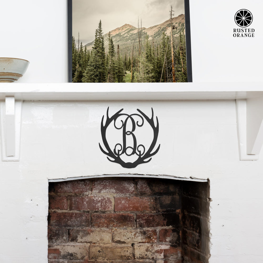 Rusted Orange Craftworks Co. Hunting Antler Single Letter Monogram - Personalized Deer Antler Wall Decor