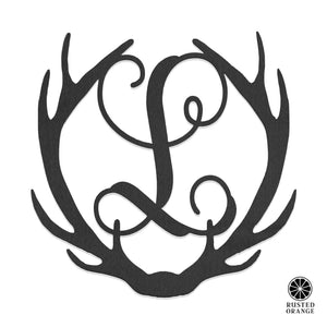 Rusted Orange Craftworks Co. Hunting Antler Single Letter Monogram - Personalized Deer Antler Wall Decor