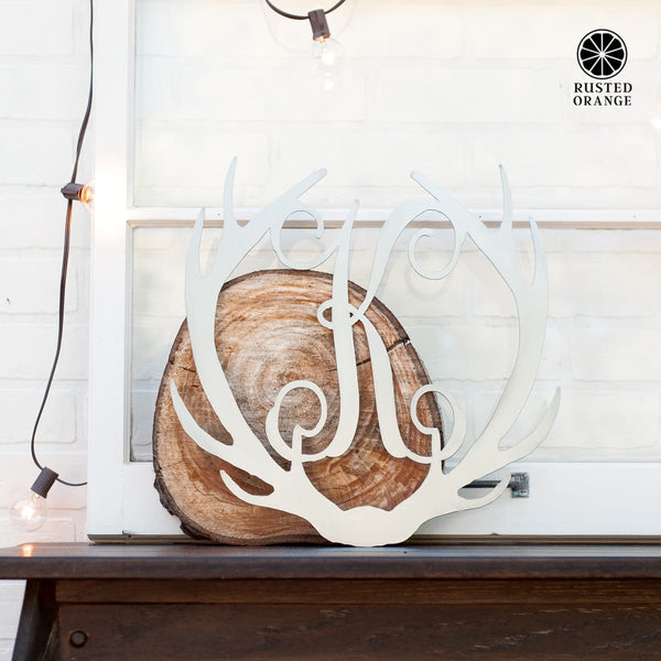 Rusted Orange Craftworks Co. Hunting Antler Single Letter Monogram - Personalized Deer Antler Wall Decor