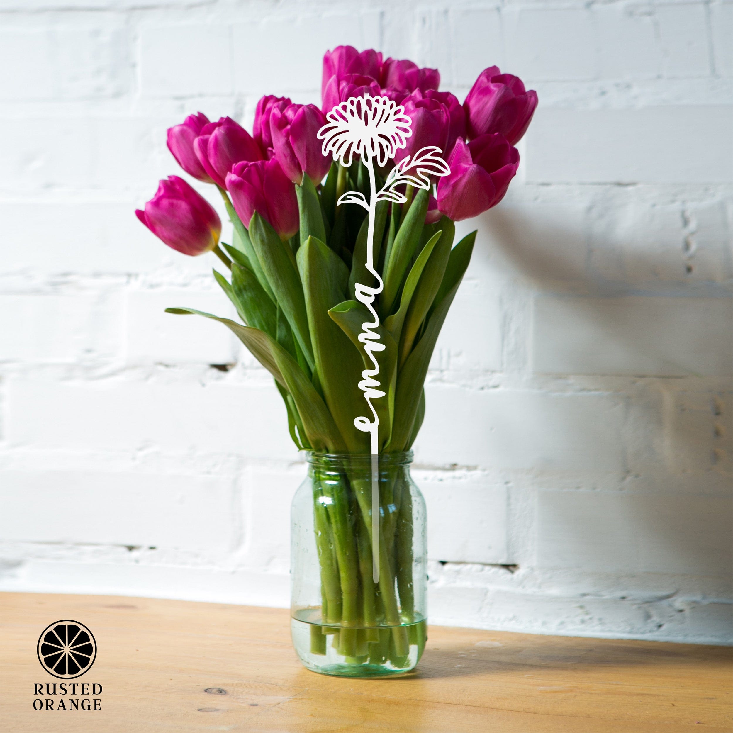 Floral Bouquet Personalized Pick -Metal Flowers with