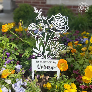 Rusted Orange Craftworks Co. Metal Flower Stake - Metal Cutout Memorial Stake for Loved Ones