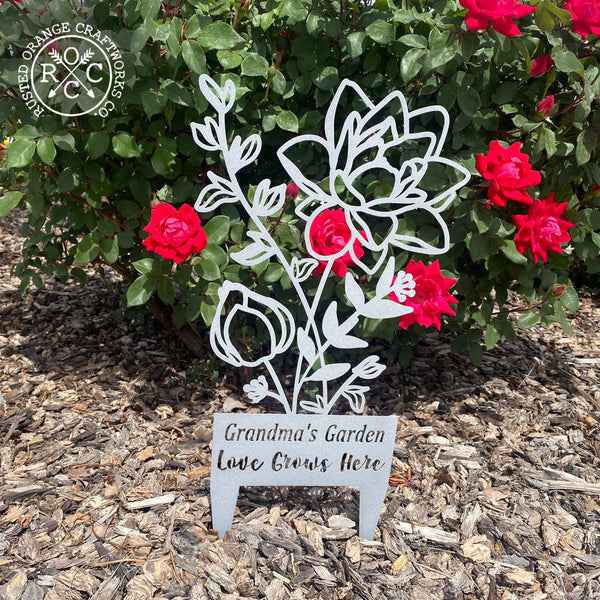 Rusted Orange Craftworks Co. Metal Flower Stake - Metal Cutout Memorial Stake for Loved Ones