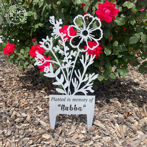 Rusted Orange Craftworks Co. Metal Flower Stake - Metal Cutout Memorial Stake for Loved Ones
