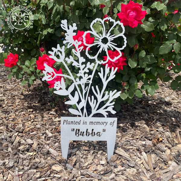 Rusted Orange Craftworks Co. Metal Flower Stake - Metal Cutout Memorial Stake for Loved Ones