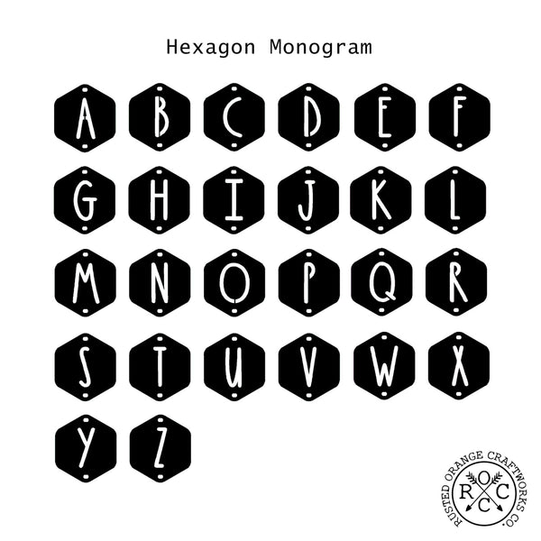 wreath badge letter comparison hexagon style