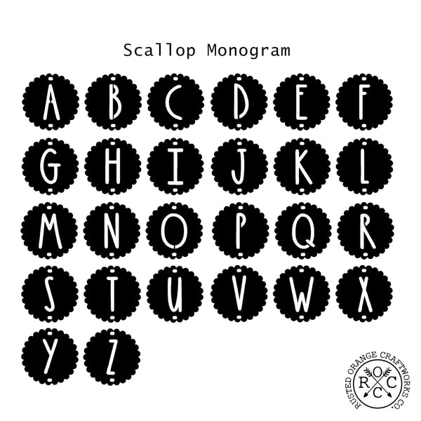 wreath badge letter comparison scallop style