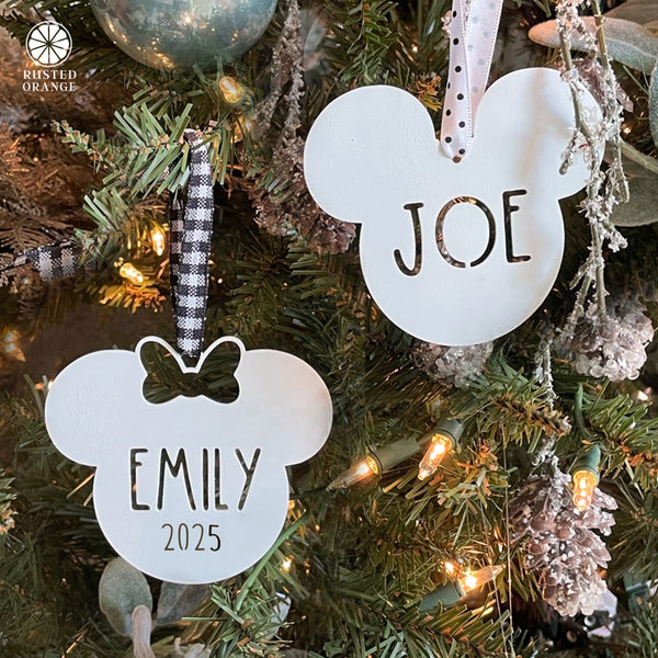 Rusted Orange Craftworks Co. Mouse Ears and Castle Ornament - 3 pack - Christmas Tree Decorations