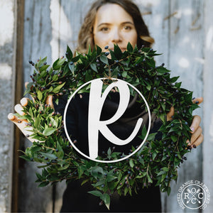 Rusted Orange Craftworks Co. Name Plates 10" Single Letter Circle Monogram - 3 Styles - Custom Monogram Door Hanger