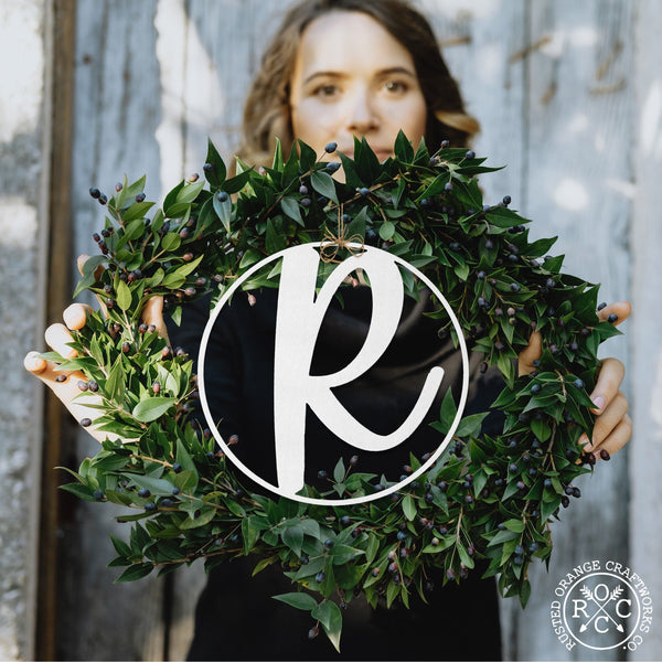 Rusted Orange Craftworks Co. Name Plates 10" Single Letter Circle Monogram - 3 Styles - Custom Monogram Door Hanger