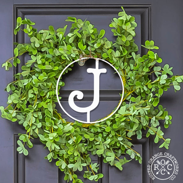 Rusted Orange Craftworks Co. Name Plates 10" Single Letter Circle Monogram - 3 Styles - Custom Monogram Door Hanger