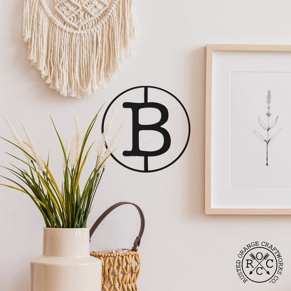 Rusted Orange Craftworks Co. Name Plates 10" Single Letter Circle Monogram - 3 Styles - Custom Monogram Door Hanger