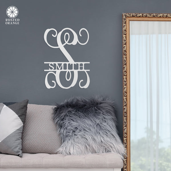 Rusted Orange Craftworks Co. Name Plates 16" Fancy Letter Monogram - Custom Metal Family Sign House Name Plates