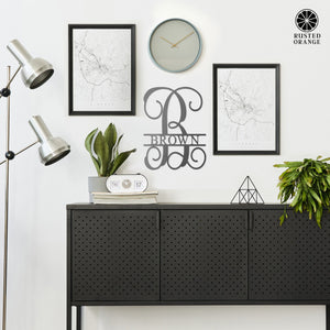 Rusted Orange Craftworks Co. Name Plates 16" Fancy Letter Monogram - Custom Metal Family Sign House Name Plates