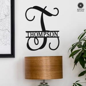 Rusted Orange Craftworks Co. Name Plates 16" Fancy Letter Monogram - Custom Metal Family Sign House Name Plates