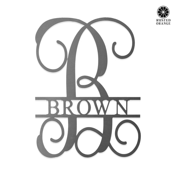 Rusted Orange Craftworks Co. Name Plates 16" Fancy Letter Monogram - Custom Metal Family Sign House Name Plates