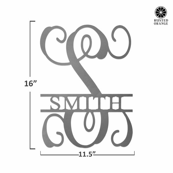 Rusted Orange Craftworks Co. Name Plates 16" Fancy Letter Monogram - Custom Metal Family Sign House Name Plates