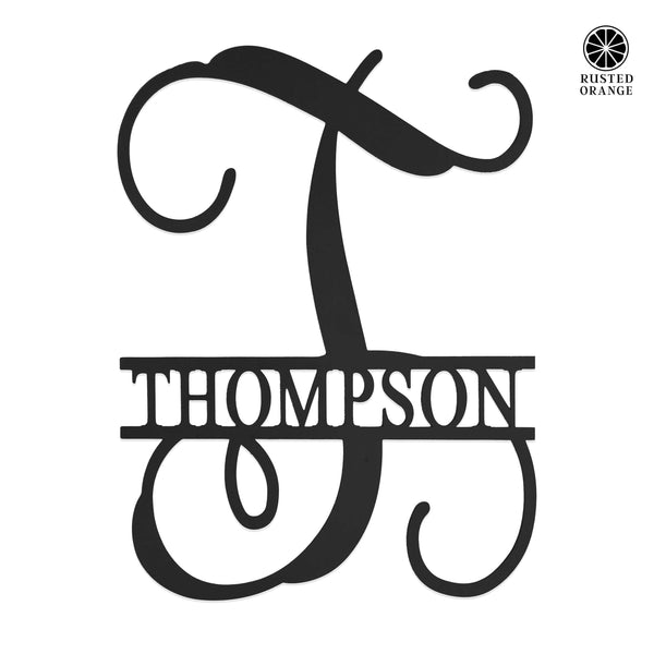 Rusted Orange Craftworks Co. Name Plates 16" Fancy Letter Monogram - Custom Metal Family Sign House Name Plates