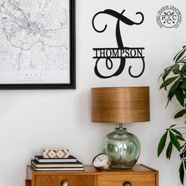 Rusted Orange Craftworks Co. Name Plates 16" Fancy Letter Monogram - Custom Metal Family Sign House Name Plates