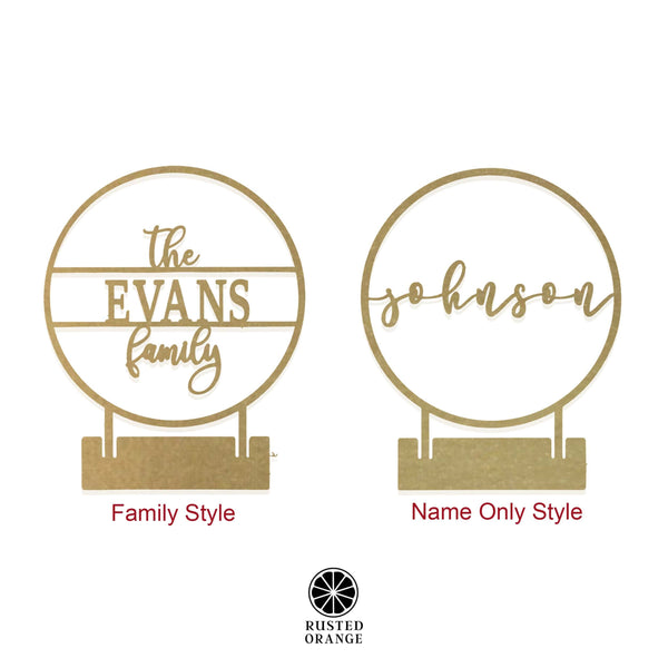 Rusted Orange Craftworks Co. Name Plates Anderson Tabletop or Shelf Personalized Name Sign - 2 Styles - Last Name Signs