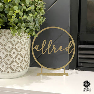 Rusted Orange Craftworks Co. Name Plates Anderson Tabletop or Shelf Personalized Name Sign - 2 Styles - Last Name Signs