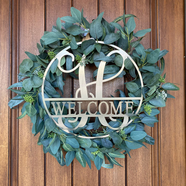 Rusted Orange Craftworks Co. Name Plates Circle Monogram With Name -  Monogram Last Name Signs for Home