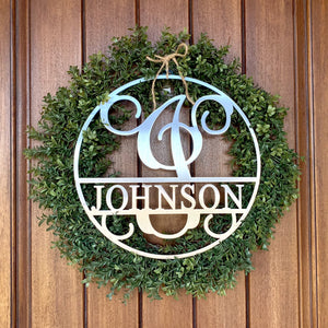 Rusted Orange Craftworks Co. Name Plates Circle Monogram With Name -  Monogram Last Name Signs for Home