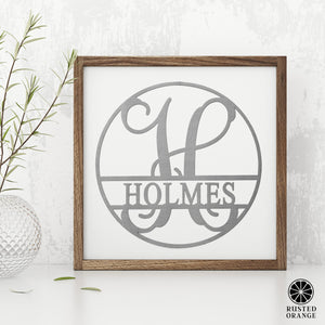 Rusted Orange Craftworks Co. Name Plates Circle Monogram With Name -  Monogram Last Name Signs for Home