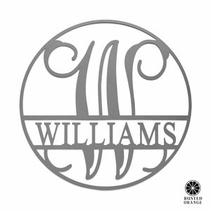 Rusted Orange Craftworks Co. Name Plates Circle Monogram With Name -  Monogram Last Name Signs for Home