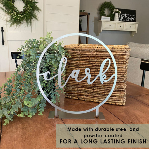 Rusted Orange Craftworks Co. Name Plates [COL] Anderson Tabletop or Shelf Personalized Name Sign - 2 Styles - Last Name Signs