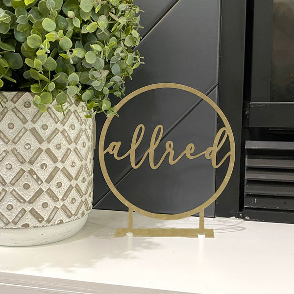 Rusted Orange Craftworks Co. Name Plates [COL] Anderson Tabletop or Shelf Personalized Name Sign - 2 Styles - Last Name Signs