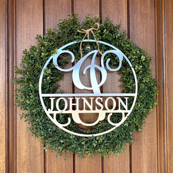 Rusted Orange Craftworks Co. Name Plates [COL] Circle Monogram With Name -  Monogram Last Name Signs for Home